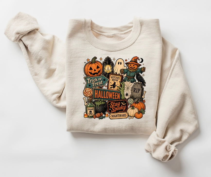 Halloween Trick or Treat Collage Crewneck