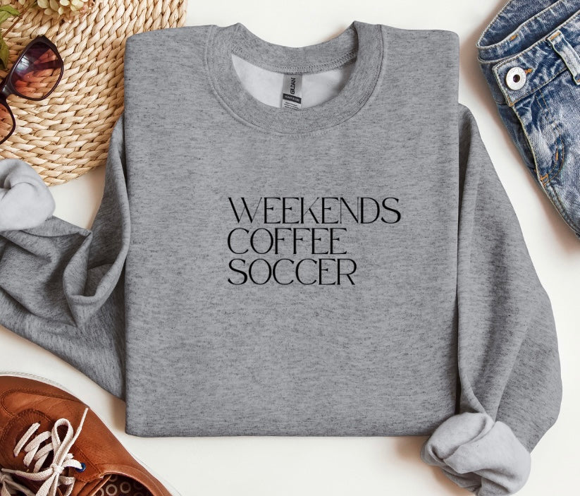 Weekends Coffee Soccer Crewneck