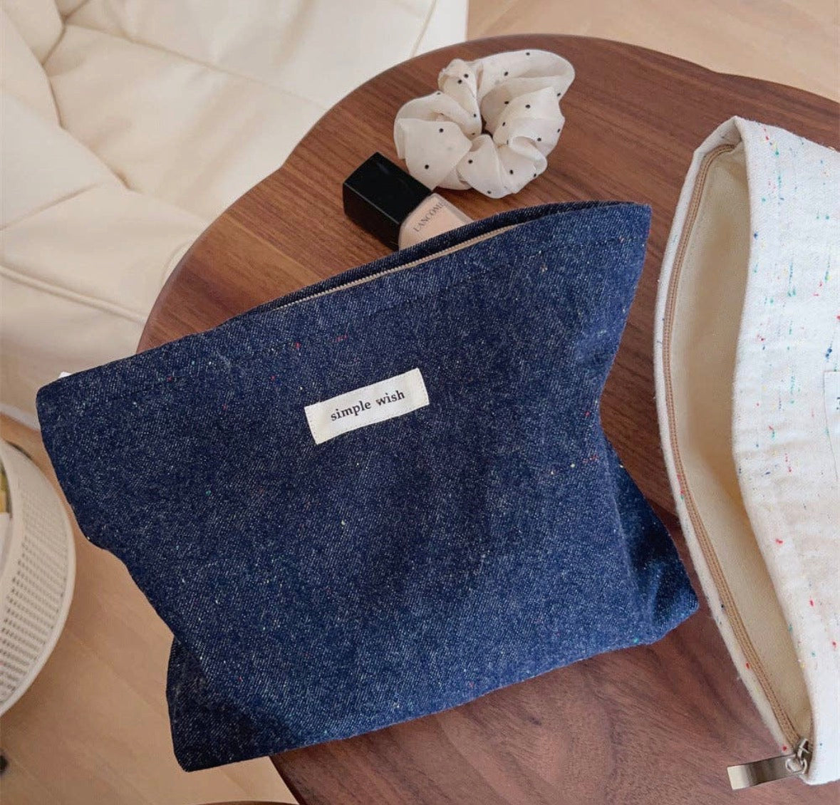 Casual Portable Denim Canvas Makeup Bag