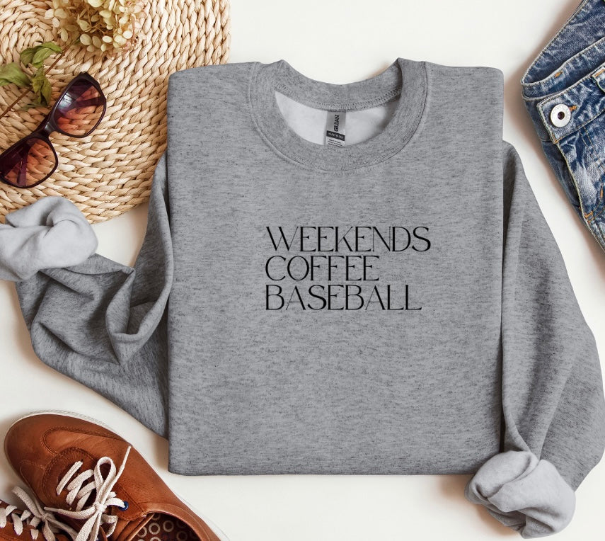 Weekends Coffee Baseball Crewneck