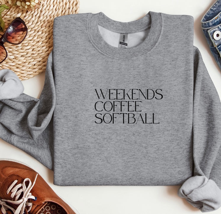 Weekends Coffee Softball Crewneck