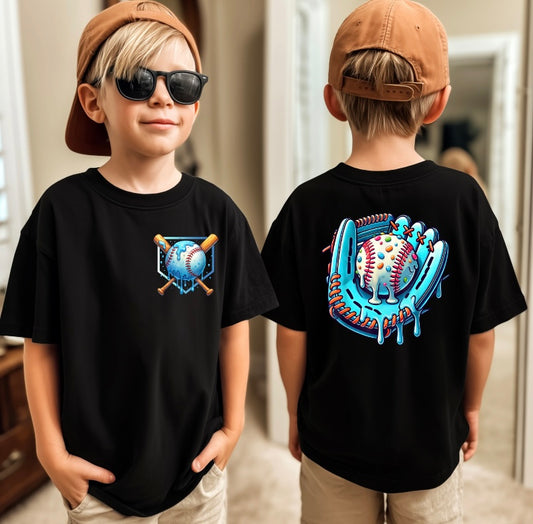Baseball Glove & Ball Drip Tee