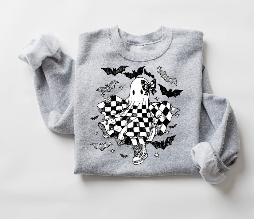 Halloween Ghost Dance Bow Crewneck