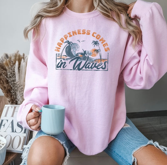 Happiness Comes In Waves Crewneck
