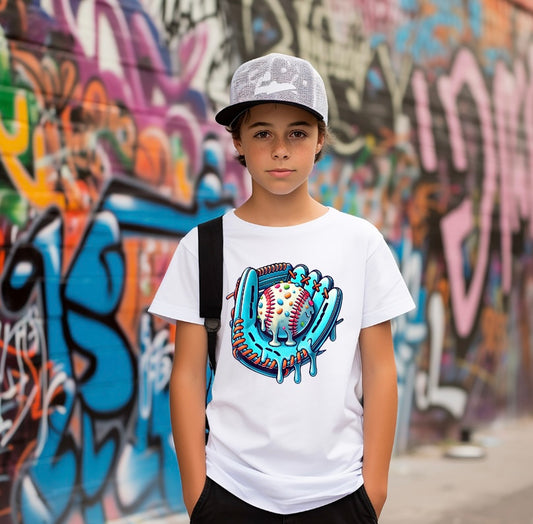 Baseball Glove & Ball Drip Tee