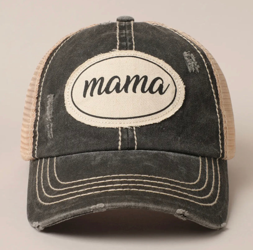 Mama Canvas Patch Mesh Back Baseball Hat